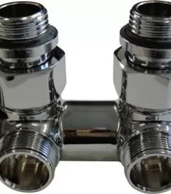 Thermrad Design Universeel Thermostatisch Onderblok 1/2" Haaks - Chroom - Buis Aansluiting M24 Koppelingen