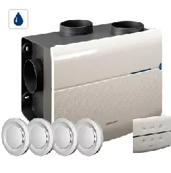 Woonhuisventilator Orcon MSV-15RHB Met Vochtsensor + Afstand Bediening + 4 Stuks Afzuigventielen