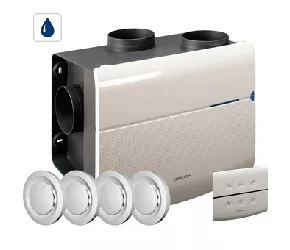 Woonhuisventilator Orcon MSV-15RHB Met Vochtsensor + Afstand Bediening + 4 Stuks Afzuigventielen