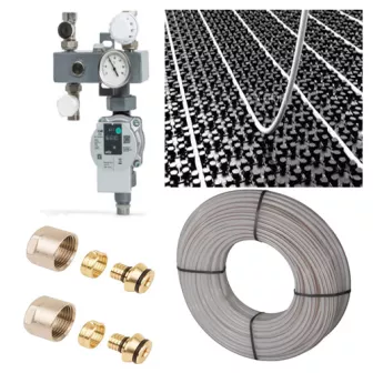 CV-Compleet Vloerverwarming Set Voor 0 -12 M2 - 1 Groep - Compleet Geleverd Met Noppenplaat