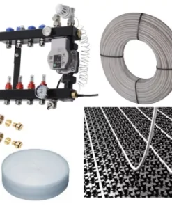 CV-Compleet Vloerverwarming Set Voor 35 - 48 M2 - VTE InLine Verdeler 4 Groepen - Compleet Geleverd Met Noppenplaat