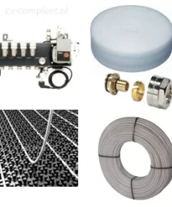 CV-Compleet Vloerverwarming Set Tot 106 - 118 M2 - Compact Verdeler 10 Groepen - Compleet Geleverd Met Noppenplaat