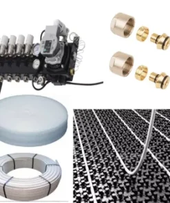 CV-Compleet Vloerverwarming Set Tot 70 - 82 M2 - Compact Verdeler 7 Groepen - Compleet Geleverd Met Noppenplaat