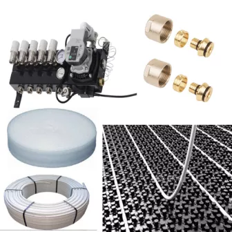 CV-Compleet Vloerverwarming Set Tot 82 - 94 M2 - Compact Verdeler 8 Groepen - Compleet Geleverd Met Noppenplaat