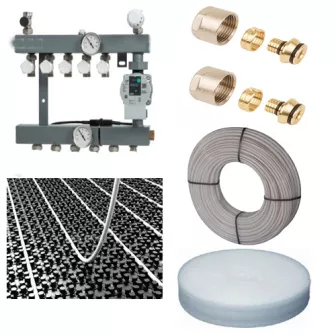 CV-Compleet Vloerverwarming Set Voor 106 - 116 M2 - 10 Groepen - Compleet Geleverd Met Noppenplaat