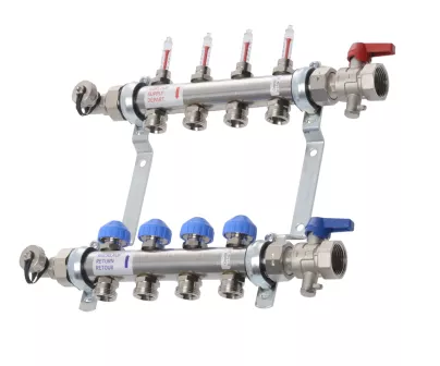 VTE - RVS Vloerverwarming Verdeler 6 Groepen