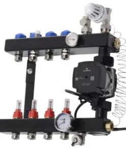 Verwarming Techniek Ede VTE In-Line Vloerverwarming Verdeler 4 Groepen Met Flowmeters, Energiezuinige Pomp