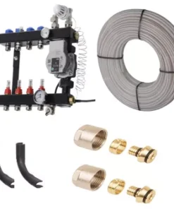 CV-Compleet Vloerverwarming Set 83 - 94 M2 - VTE In-Line Verdeler 8 Groepen, 8 Rollen Vloerverwarmingsbuis