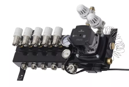 Verwarming Techniek Ede VTE Slim 5 Groepen Vloerverwarming Verdeler Voor Stadsverwarming Met Grundfoss UPM3 A-label Pomp