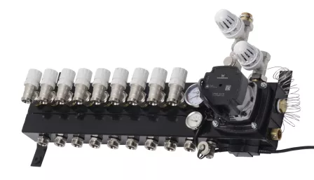 Verwarming Techniek Ede VTE Slim 9 Groepen Vloerverwarming Verdeler Voor Stadsverwarming Met Grundfoss UPM3 A-label Pomp