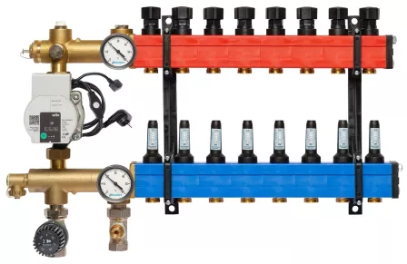 Nathan SBK 4800 - 8 Groepen Vloerverwarming Verdeler Met Debietmeters, Kunststof Met Energiezuinige Pomp