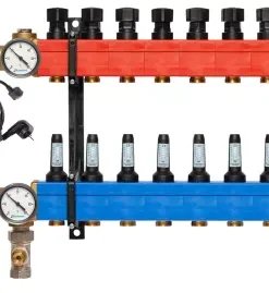 Nathan SBK 4800 - 9 Groepen Vloerverwarming Verdeler Met Debietmeters, Kunststof Met Energiezuinige Pomp