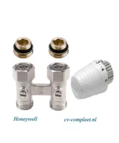 Honeywell H-Blok Onderblok 1/2" Recht Met Thermostatisch Regelelement M30