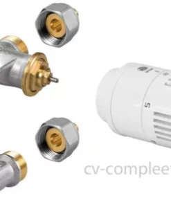 Jaga Ventiel En Retour Ventiel M24 Inclusief Thermostaatknop Kleur Wit En Klemkoppelingen