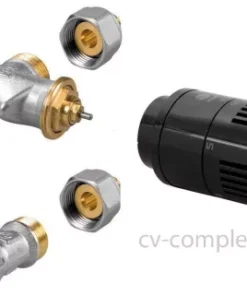 Jaga Ventiel En Retour Ventiel M24 Inclusief Thermostaatknop Kleur Zwart En Klemkoppelingen